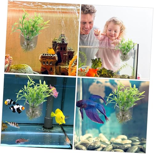 BESPORTBLE 8pcs Acrylic Aquarium Plant Holder Cups for Fish Tank Multi-use Feeding Tool and Planting Holder and Easy to Install for Aquatic Plants and Decoration