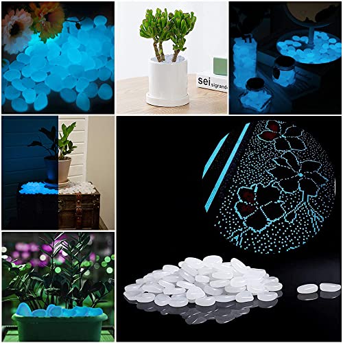 Muzero Glow in The Dark Rocks - 100pcs White Glowing Pebbles Luminous Stone for Fish Tank, Garden Yard, Path Patio Aquariums Rocks Decorations Powered by Light or Solar - color: White, size: 100pcs