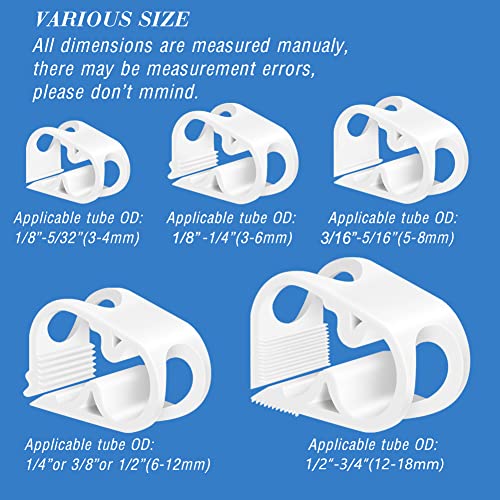 Quickun 20Pcs 5-Sizes Plastic Clamp Kit, 1/8"-3/4" Tube OD Shut Off Hose Clamp Water Flow Control Tube Clip Pipe for Beer Bottle and Infusion Bottle (Pack of 20) - size: *Kit (1/8“-3/4”)