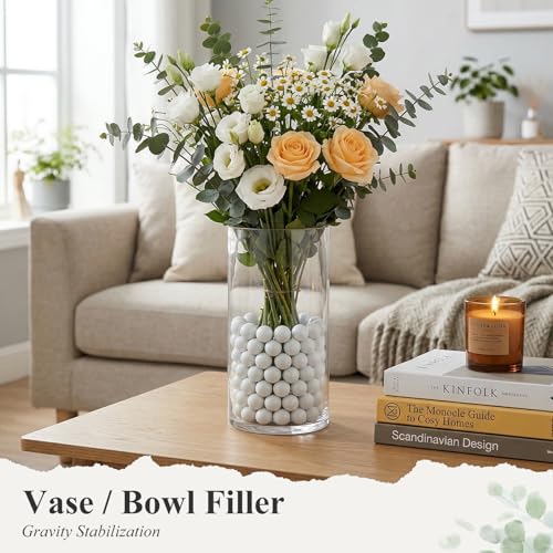 DomeStar 1LB Glass Marbles Bulk, 0.63 Inch White Glass Beads Marbles for Vases Home Decor - color: White
