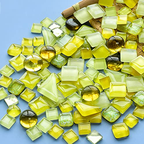500g Mixed Color Irregular Crystal Mosaic Tiles,Tiny Mosaic Tile DIY Hobbies Children Handmade Crystal Craft for Craft Bathroom Kitchen Home Decoration DIY Art Projects,0.4X0.4 Inch(Yellow Series) - color: Yellow Series