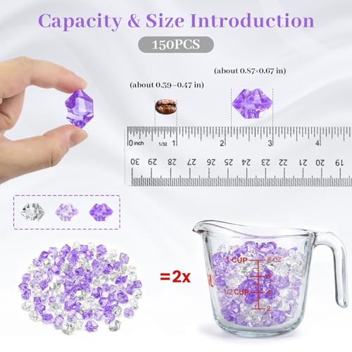 DomeStar 150PCS Fake Ice, Vase Filler Purple Fake Diamonds Plastic Clear Gems Crystals for Table Scatter Decoration - color: Violet