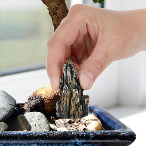 HANABASS 8 Pcs Miniature Rockery Decor, Resin Mountain Figurines for Zen Garden Micro Landscape, Planter Accessories Aquarium Fish Tank Stone Statue