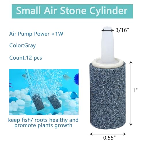 AQUANEAT Aquarium Air Stones 1 inch 12 Pack, Bubble Stone, Aerator Bubble Diffuser, Air Pump Accessories for Aquariums, Fish Tanks, and Hydroponics - size: 1 inch