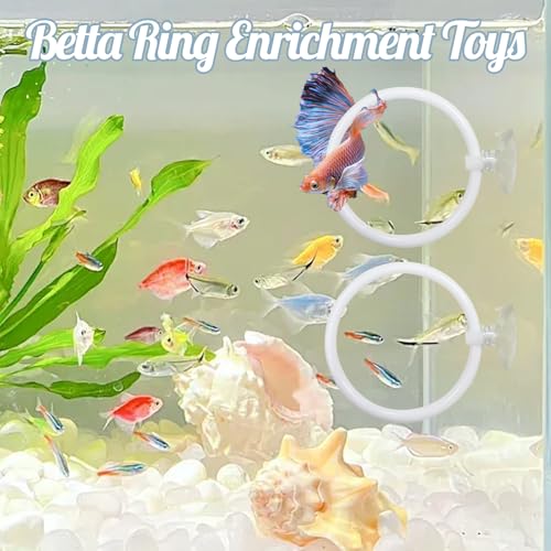 CAIJ Betta Exercise Ring & Floating Hammock Set, Aquarium Betta Fish Training and Feeding Rings, Multi-Functional Floating Resting Bed, Decorative Accessories for Small Fish Tanks Pink