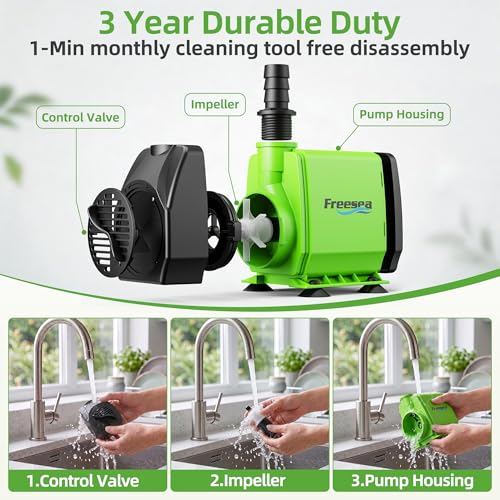 800gph Small Pond Pump: 45w Adjustable Flow Circulate 500-1200 Gal Pond 1-2 Times in 1.5 Hour - 3 Year Durable Operation Keep Water Fresh for Koi health - size: 800GPH 45Watt