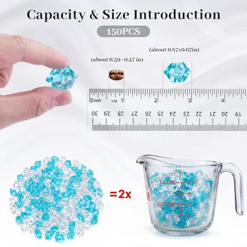 DomeStar 150PCS Fake Ice, Vase Filler Mixed Blue and Clear Fake Ice, Acrylic Crystals Aquarium Rocks Small Stones for Fish Tank Home Table Scatter Decoration