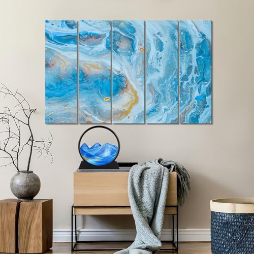 Moving Sand Art Picture - Round Glass 3D Deep Sea Sandscape - 3D Quicksand Painting Decor - Relaxing Home Decoration Desk Figurine for Office, Home, Desk, Mantle, Bookshelf - (Blue, 12 in) - color: Blue, size: 12in
