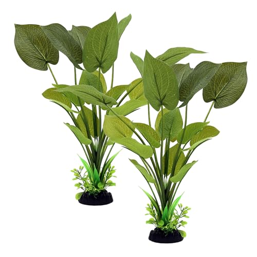 ALEGI Silk Aquarium Plants, 12 Inch Artificial Silk Plants Decorations for Fish Tank,Aquarium Décor Plastic Plants (Green, 2 Pack) - color: Green