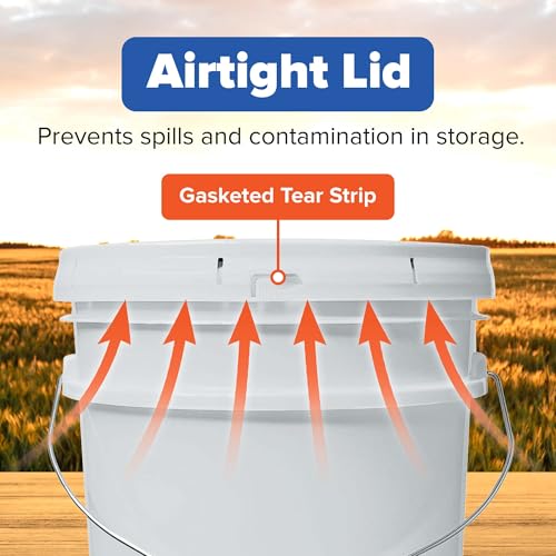 ePackageSupply 5 Gallon Plastic Bucket with Airtight Lid | Food Grade Bucket | BPA-Free | Heavy Duty 90 Mil All Purpose Pail | One 12" Rubber Mallet & One Lid Opener Included | 6 Pack - color: Translucent, size: 6 Packs