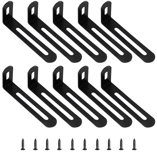3"x1.2"x0.6"Adjustable Right Angle Brackets Metal L Bracket Heavy Duty 90 Degree Corner Fastener L-Shape Corner Brace Support Black Shelf Bracket , 10Pcs - size: 3"x1.2", style: BLACK/10PCS