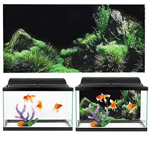 Aquarium Background Aquarium Decoration Sticker, 3D Effect Underwater Seaworld Backdrop Decorations Poster, DIY Aquarium Fish Tank Seafloor Water Grass Background Painting PVC Sticker(61*30cm) - size: 61*30cm