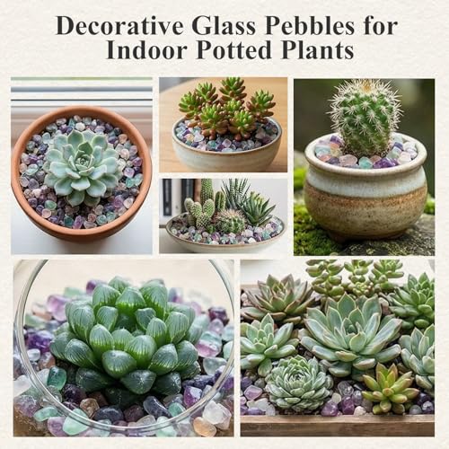 JOHOUSE Quartz Crystals, Crushed Chips Tumbled Polished Stones, Assorted Irregular Shaped Decorative Rocks, Succulent Pebbles for Indoor Plants, Aquarium Betta Fish Tank Gravel, Vase Filler 0.2"-0.5" - color: Fluorite