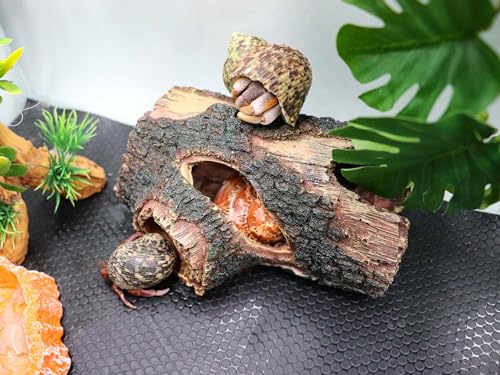 Hermit Crab Hideout, Resin Simulation Stone Reptile Cave Hideout, Hermit Crab Climbing Toys, Terrarium Habitat Decor for Lizard Spider Aquarium Fish Gecko Bearded Dragon