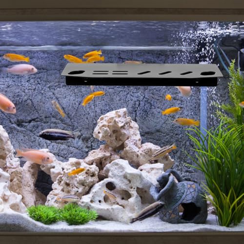 FRCOLOR Aquarium Tool Holder Organizer Rust-Proof Black Stainless Steel Rack for Fish Tank Tweezers Aquascaping Maintenance