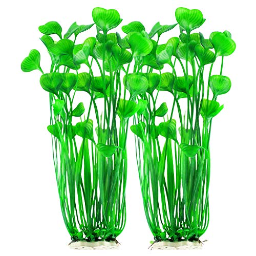 MyLifeUNIT Plastic Fish Tank Plants, 2 Pack Artificial Tall Aquarium Plants for Fish Tank Decor, 15.75 Inches (Green) - color: Green