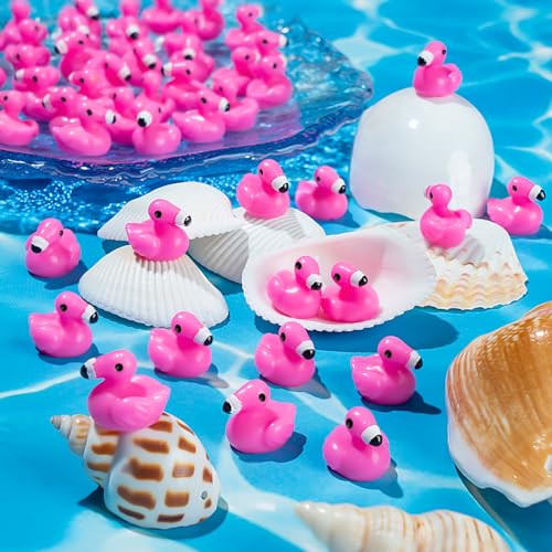 HFAYDZSW 115Pcs Mini Resin Flamingo Ducks, Flamingo Tiny Figurines for Cake Topper Garden Dollhouse Landscape Aquarium Ornaments DIY Crafts