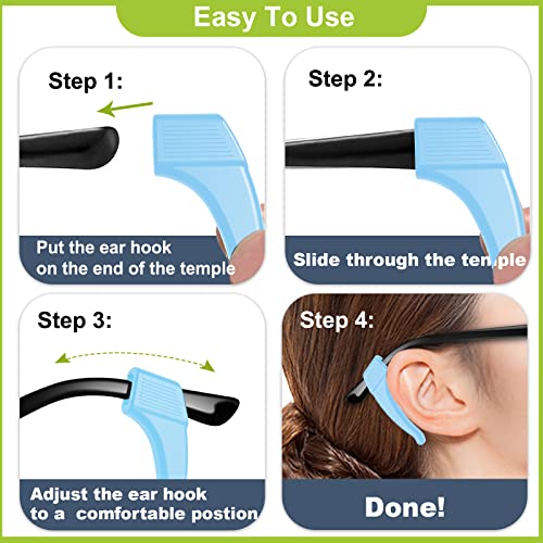 SMARTTOP 20 Pairs Anti-Slip Eyeglass Ear Grips Hook, Silicone Elastic Eyeglasses Temple Tips Sleeve Retainer,Anti Slide for Glassses - color: Multicolored