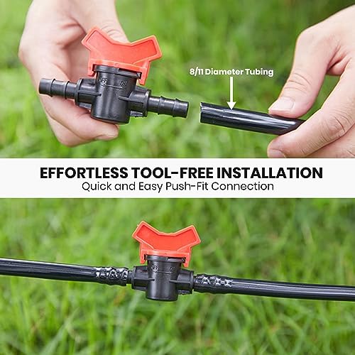 4PCS 3/8 Inch ID In Line Barbed Ball Valve Shut Off Switch for Drip Irrigation and Aquariums Control Water Flow with Hose Barb