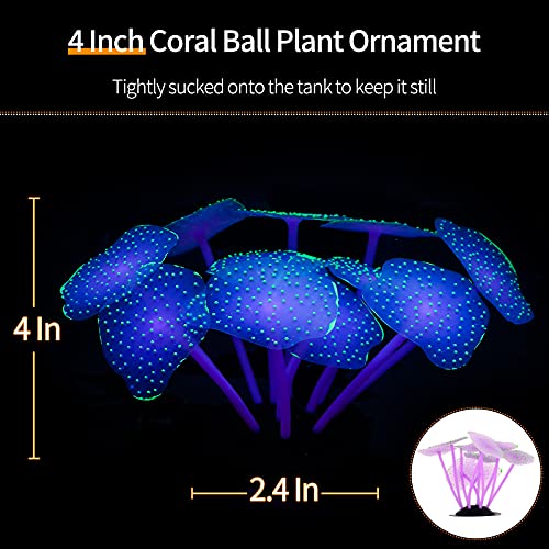Uniclife 4 Pack Fish Tank Decorations Glowing Effect Aquarium Décor Small Silicone Artificial Jellyfish Coral Plant Ornament - color: Décor Kits