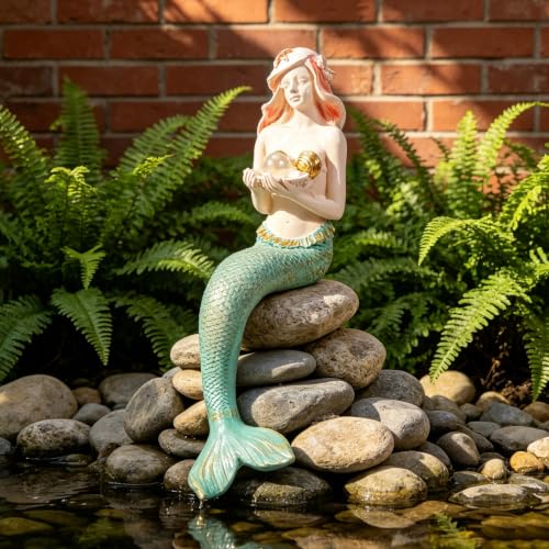 Teaeeno Unique Mermaid Fish Tank Decorations, Mermaid Statue House Ornament Kit, Aquarium Decor, Charming Mermaid Decor Statue, Resin Aquarium Décor Thematic Ornaments (Green) - color: Pink