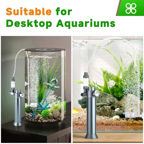 Complete Aquarium CO2 System, Desktop CO2 Regulator with 45g Disposable CO2 Cartridge, Compatible with 5/8" and 3/8" Threaded for Nano Aquariums - size: 45g