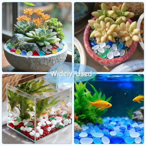 YATOJUZI Aquarium Gravel Fish Tank Rocks 0.85lb Sea Glass Stones for Crafts Decorative Frosted Glass Pebbles for Aquarium Fish Tank Vase Filler DIY Home Decor (Green/Ocean Blue/White) - color: Green/Ocean Blue/White