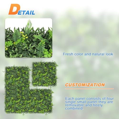 TANG 20"x20"-1PC Artificial Greenery Boxwood Panels Grass Wall Panel, Faux Privacy Fence Ivy Screens Backdrop Fake Hedge for Indoor Outdoor Wedding Décor, Style-11 - color: 20"x20" Panel-11, size: 20"x20"