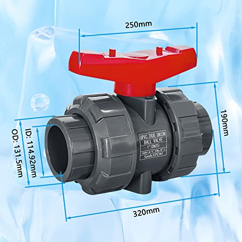 Boltigen 4 Inch True Union PVC Ball Valve, Full Port Slip Socket Water Valve with ASTM EPDM O-Rings, Leak-Free Shut Off Valves for Swimming Pool, Irrigation, and Water Pump (DN100, 1-Pack) - color: 4inch-1Pc