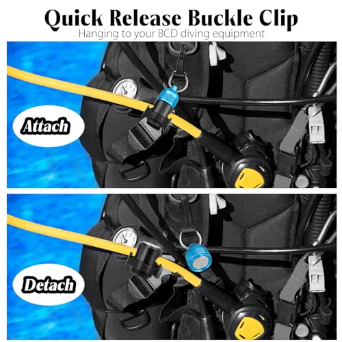 2PACK Scuba Regulator Hose Holder, Magnetic Adjustable Octopus Holder Octo Tank Retainer with Clip, Installs to Your BCD Easily! - color: Blue