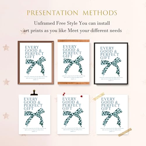 LARTSFRO Coquette Blue Leopard Bow Wall Art Decor Posters, Y2K Cheetah Leopard Bow Room Bedroom Bathroom Dorm Wall Art Decor Aesthetic for College Teen Girls Gifts, Inspirational Bible Verses Bow Wall Decor, 10x8 Inch Set of 4 Pcs Bow Pictures (UNFRAMED)