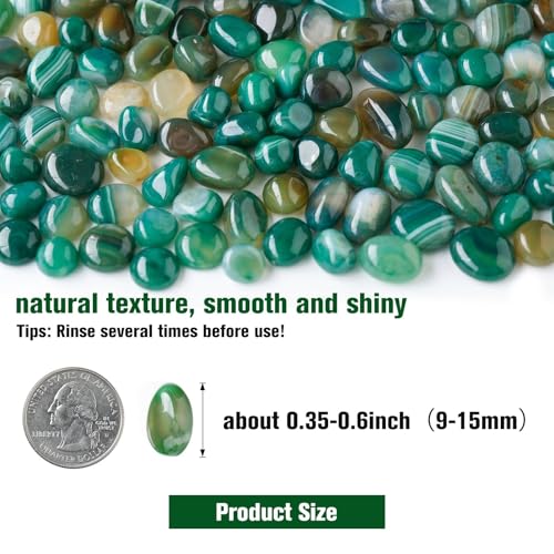 Halatool 2.2LB Natural Green Agate Stones for Aquarium Gravel & Fish Tank 0.35-0.6 Inch Decorative Pebbles for Succulent Rocks DIY Landscaping Indoor Plants Vase Fillers - size: 2.2 LB, style: Green Pebbles