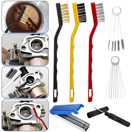 7Pcs Carburetor Jet Cleaning Tool, Professional Carb Jet Cleaning Kit & Welding Tip Cleaner with Brushes, Stainless Steel Needles & Hooks for Motorcycle ATV Chainsaw & Welder - color: B-Style-7PCS