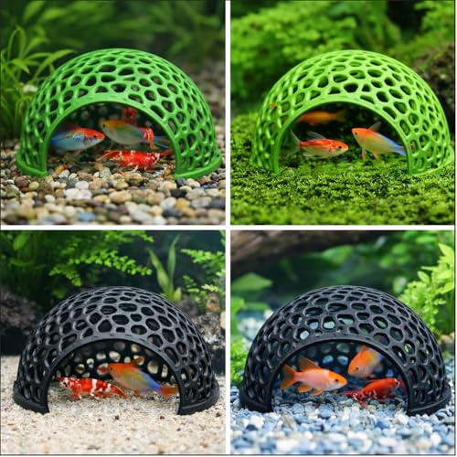 4Pcs Shrimp Hides for Aquarium, Decorative Fish Tank Decorations with 4.1 Inch Diameter, Aquarium Cave Hideout for Breeding and Shelter, Ideal for Tropical Fish and Shrimp Keepers