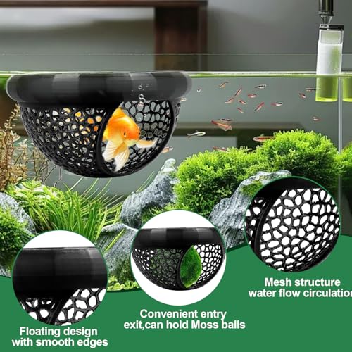 Uncle Yang 2 PCS Floating Betta Hammock & Shrimp Shelter 3D Printed Aquarium Decor Floating Betta Hide with Feeding Ring Safe Resting Spot for Betta Fish, Shrimp and Small Fish