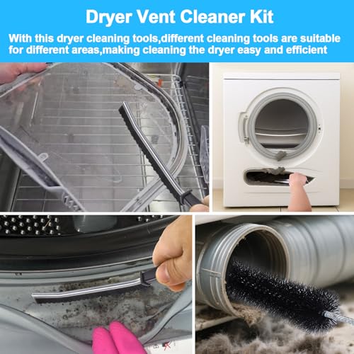 XANGNIER 3 Pack Dryer Vent Cleaner Kit,Flexible Dryer Lint Brush Vent Cleaner,Dryer Lint Trap Cleaning Tool,Laundry Room Essentials Lint Remover Accessories,Household Cleaning Tools - color: Multicolor 1