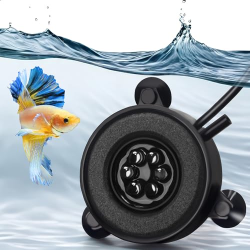 Aquarium LED Air Bubble Stone Disk 2 Inch with 6 Dazzle Color LEDs Fish Tank Oxygen Bubble LED Light Color Auto Changing with 3.5ft Air Tubing
