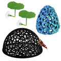 4-Piece Breeding Sanctuary Set with Egg-Shaped and Half-Round Caves, Shrimp Hides for Aquarium,Plastic Aquarium Decorations for Betta Fish and Nano Tanks, Safe Molting Shelters with Leaf Accents
