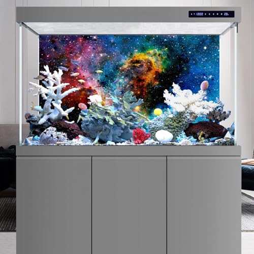 AWERT 48x24 inches Galaxy Aquarium Background Cloud Stars and Colorful Cosmic Universe Fish Tank Background Mystery Space Terrarium Background - size: 48x24in/120x60cm