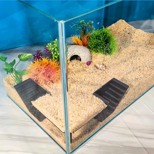 Aquarium Undergravel Fish Tunnel Hide Cave Corner Fishes Tank Decorations Under Gravel Viewing Tunnel Fish Cave for Aquarium Hideout (Black,Style 3) - color: Black, style: Style 3