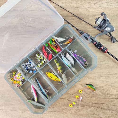 2 Pack Aventik Super Large 3700Fishing Tackle Box – Portable DIY Insert Dividers, Sturdy Transparent PP Case for Lure & Gear Storage (13.98” x 8.86” x 1.89”) - color: Blue