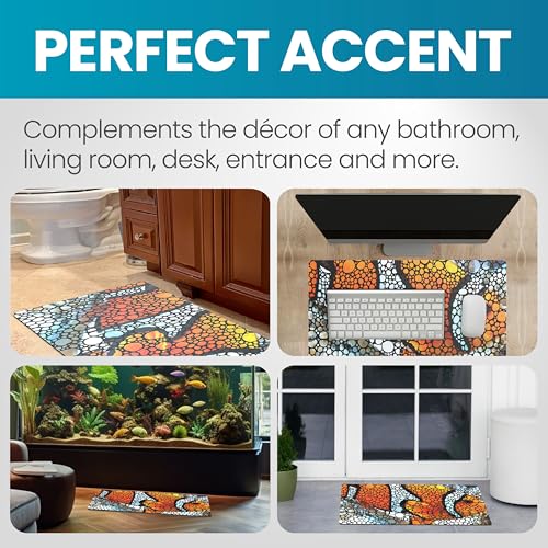 Flipper Luxurious Waterproof Aquarium Mat, Ideal for Fish Tank Cleaning, Anti-Slip Door Mat with Custom Art, Computer Mat, and Desktop Mat - Long Lasting and Durable - color: Clownfish