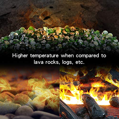 Stanbroil 10-Pound Fire Glass Beads - 1/2 inch Luster Fire Glass Drops for Fireplace Fire Pit | Gas Log Sets | Landscaping | Fish Tank, Emerald Green Luster - color: Emerald Green Luster