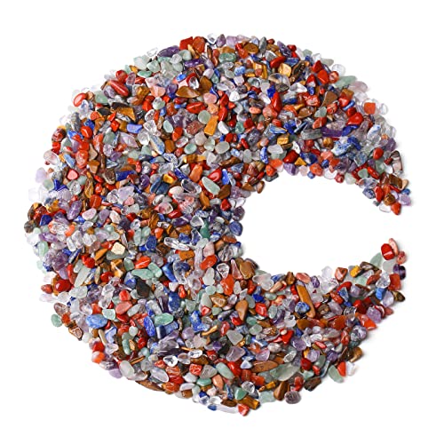 ZHIYUXI 1 lb Chakra Crystal Chips Bulk Fish Tank Decorations Aquarium Rocks Gravel Vase Filler Stones Crystals for Candle Making Witch Kit Gravel for Plants Quartz Sand Gemstone Terrarium Supplies - color: B# Chakra, size: 1lb