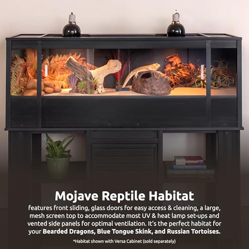 New Age Pet ECOFLEX 60" Wide X-Large Reptile Habitat, Mojave Lounge for Snakes, Tortoises & Lizards in Maple, Black & Grey, Easy Assembly, Sliding Glass Doors & Mesh Top - color: Black, size: Extra Large