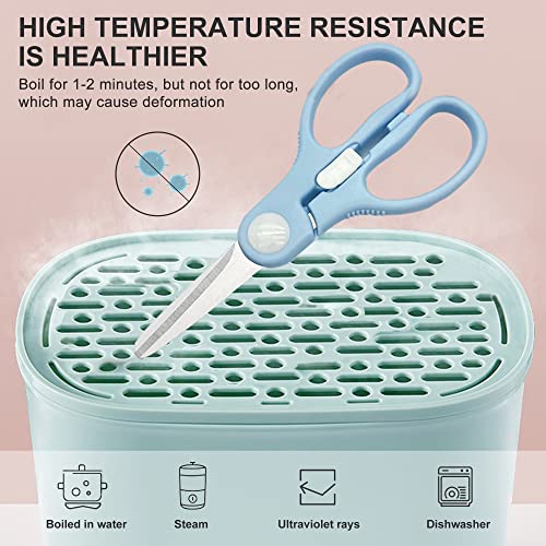 ATB Portable Baby Food Scissors Toddler Feeding Shears with Safety Lock, Food Grade Stainless Steel Material Food Supplement Scissors Suitable for Chicken Poultry Fish Meat Herbs noodles (Blue) - color: Blue