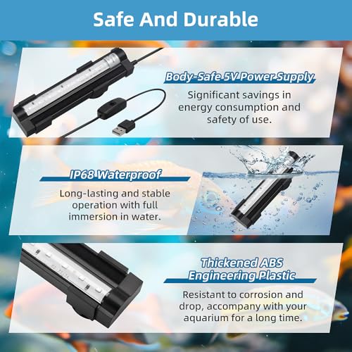 Submersible Aquarium Light 6Inch Fish Tank Light Bubbler Wall with Air Bubble Hole IP68 Waterproof Color Changing Led Light for Freshwater and Saltwater Aquariums Fish Tanks - size: 6 Inch