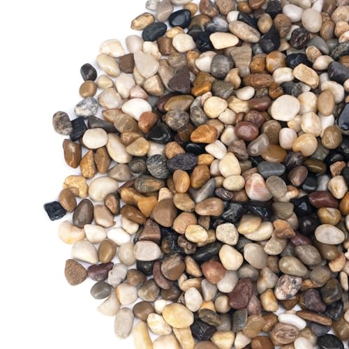 Pulovin 5 lbs Pebbles for Indoor Plants, Succulent, Bamboo, Vase, 3/8" Plant Rocks for Pots Indoor, Small River Rocks Decorative Pea Gravel, Highly Polished - color: Mixed Color