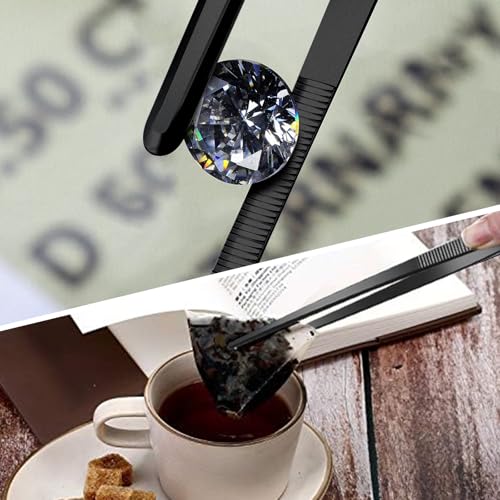 Yaomiao 4 Packs 8 Inch Bar Tweezers Black Cocktail Tongs Long Garnish Tweezers Stainless Steel Bartender Kitchen Cooking Tongs for Cocktail Food Fruit Korean BBQ Bartender Chef, Multi-use - color: Black, size: 8 Inch