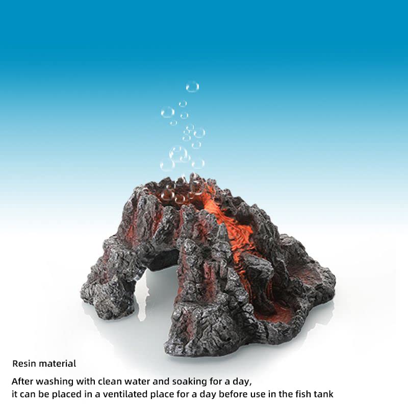 Volcano Shape Aquarium Decorations Cave| Resin Fish Tank Cave Ornaments| Fish Tank Bubbler Decorations| Fish Sleep Rest House| Aquarium Decoration Mountain